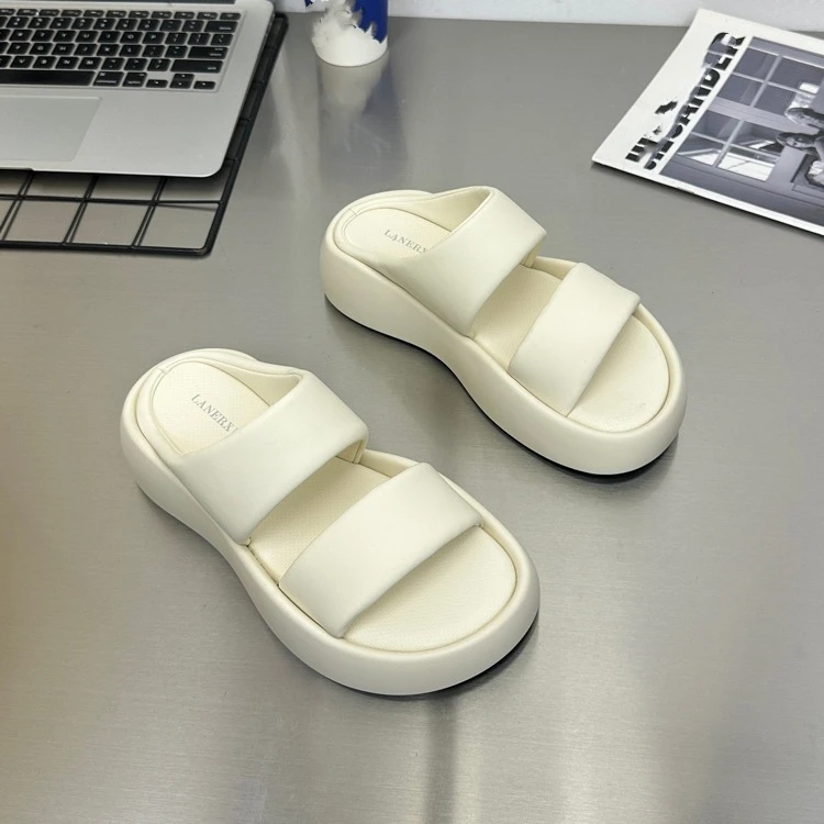 Thick Sole Double Strap Sandals - Versatile Beach Slippers