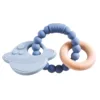 Bracelet en silicone à deux cercles - Planète bleue avec anneau en bois.