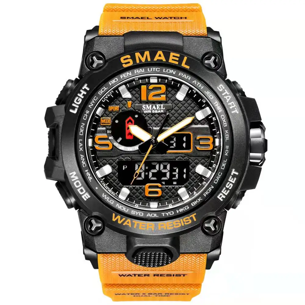 SMAEL 1545 Men Sports Watches Dual Display Analog Digital LED Electronic  reloj Wristwatches Waterproof Watch| Alibaba.com