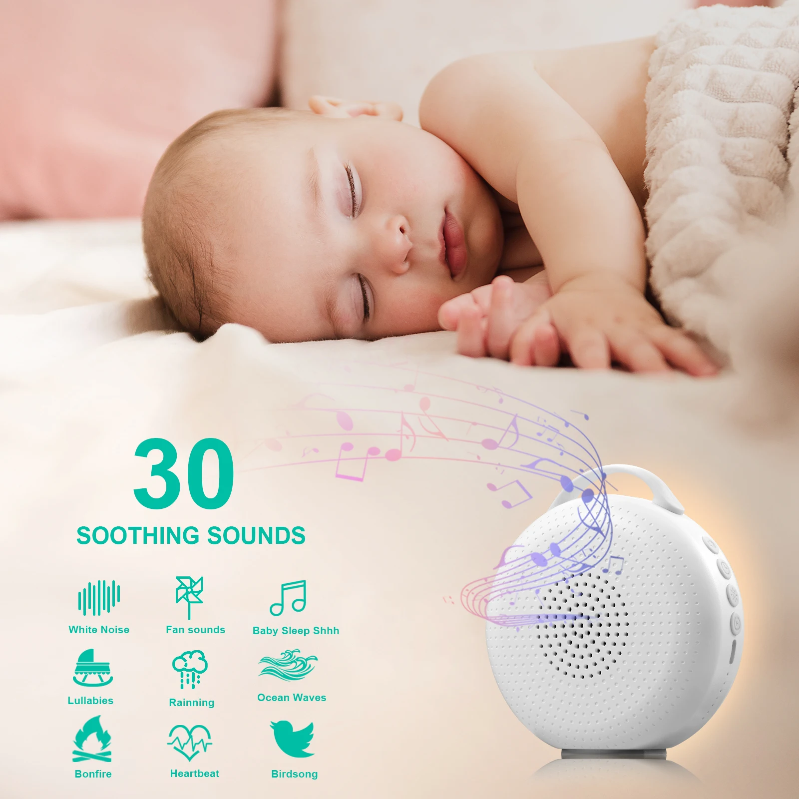 Portable White Noise Machine White Noise Night Light Portable Travel ...