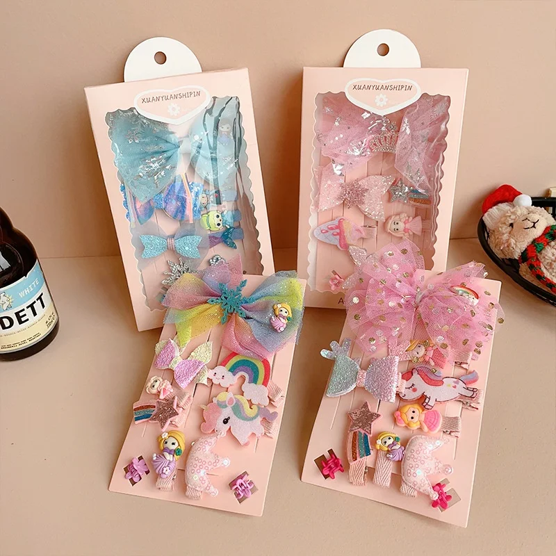 Детский подарочный набор, милые детские заколки для волос, заколка для волос с бантом для принцессы, аксессуары для волос для девочек