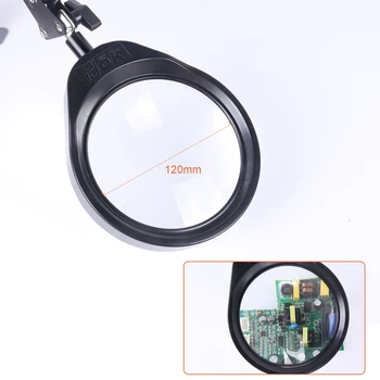 120mm Large Magnifier Lamp with 3 Colors LED Light Magnifying