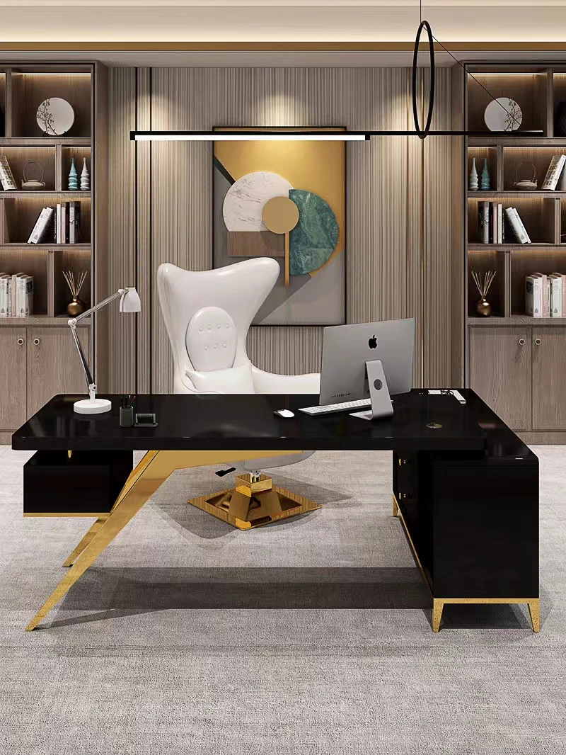 Modern Office Table Furniture Black White Home Office Desk And Chair ...