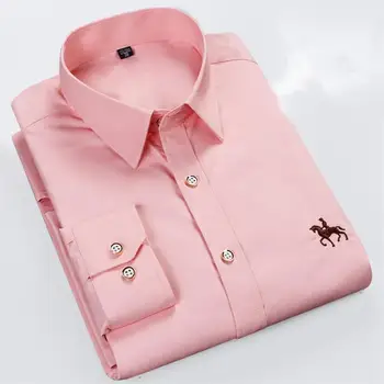 Pure cotton work shirt spring and autumn men's long sleeved shirt casual business dress middle-aged solid color shirt