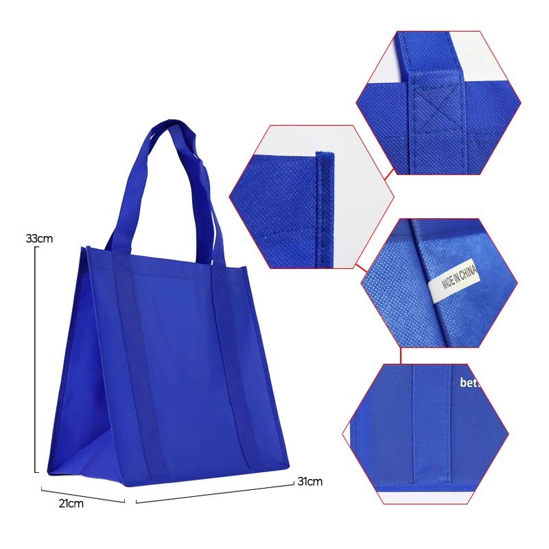 Custom Eco Foldable Tote Grocery Bags Heavy Duty Reusable Non Woven