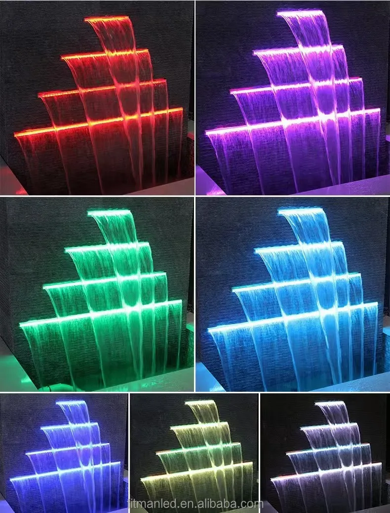 L125 Color Magic Rgb Pool Waterfall With Led Light of Water Curtain with Colorful ...