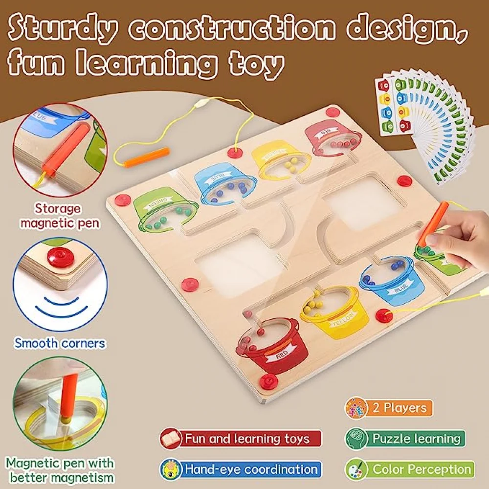 Laberinto magnético de colores y números, tablero de juego de