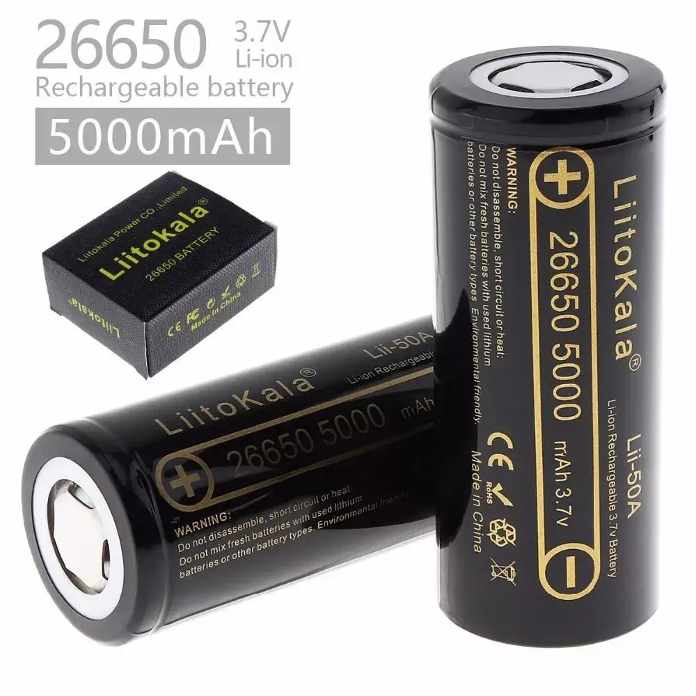 Batería recargable Liitokala Lii-50A 26650 5000mAh 50A para