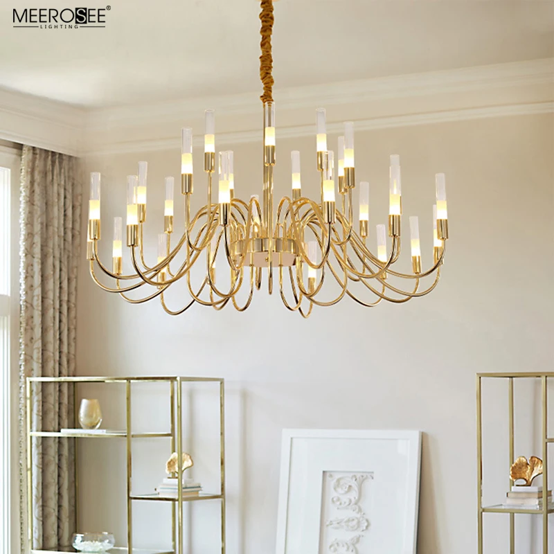 Meerosee Bamboo Light Chandeliers Gold Plated Iron Chandelier Lustres Modernes Contemporary Lighting MD86811