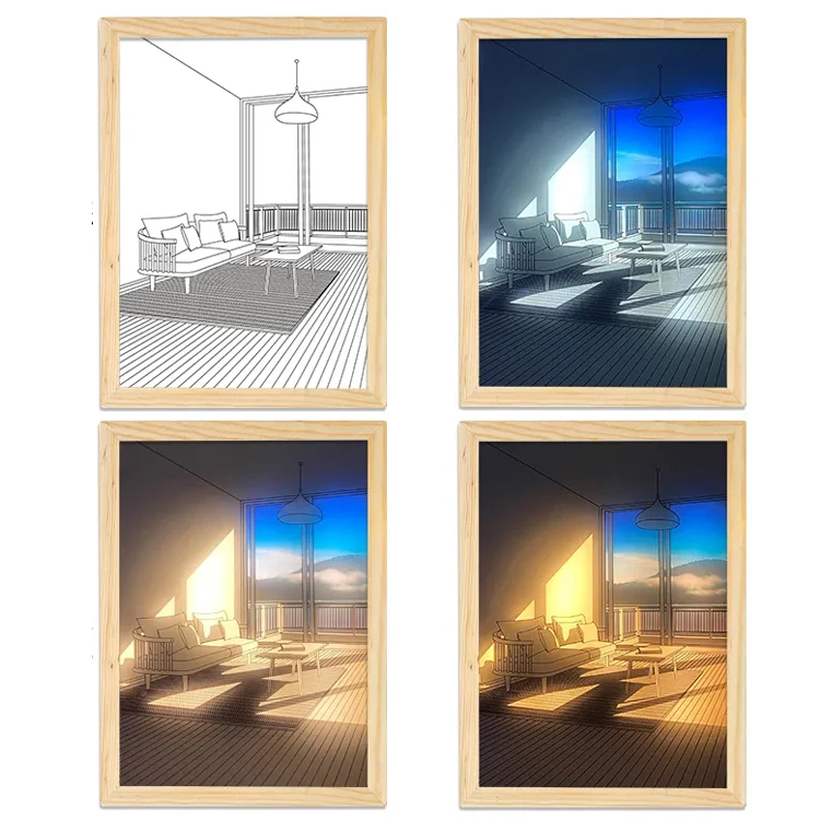High Quality Light Painting Led Light Frame Lamp Frescoed Decorative Light Painting