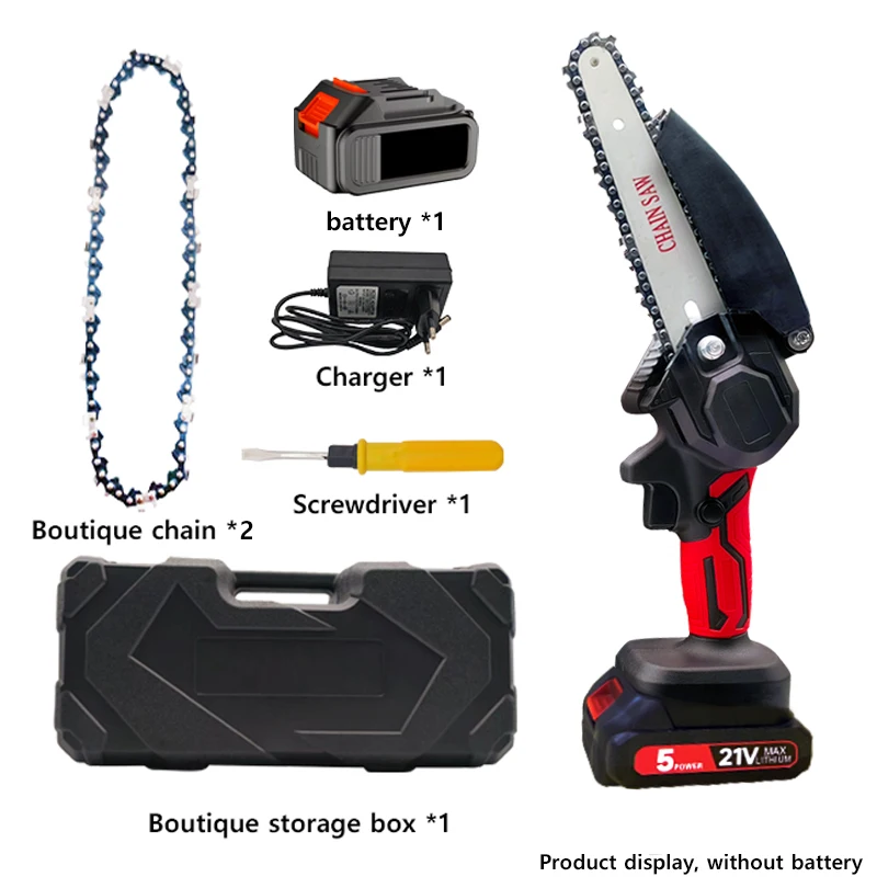 Портативная беспроводная цепная пила, 6 дюймов, 21 в, с литиевым аккумулятором, электрические ножницы для обрезки двора
