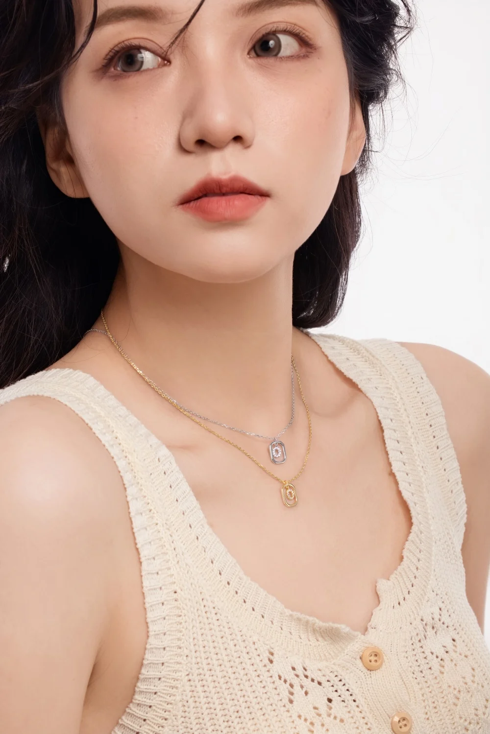 KAKODIY rhodium 14K gold plated delicate zircon alphabet 26 A-Z alphabet necklace, personalized name down necklace for women detail 5