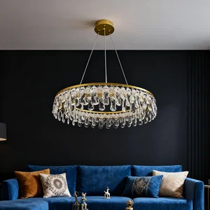 JACKSUN Golden Crystal Chandelier Luxury Hanging Pendant Lamp Living Room  Chandelier for Home Dining Bedroom Pendant Light