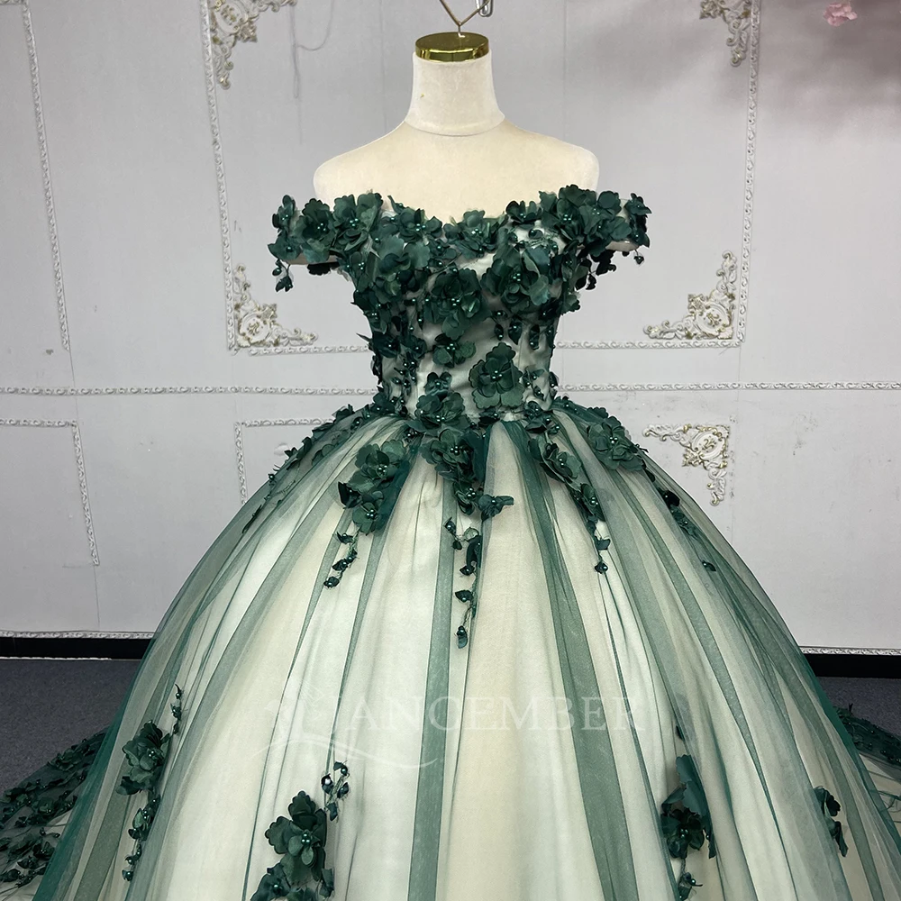 Green Royal Blue Quinceanera Dresses Sweet Lace Applique Ball Gown Prom  Dress Tulle Masquerade Gown Lsany108