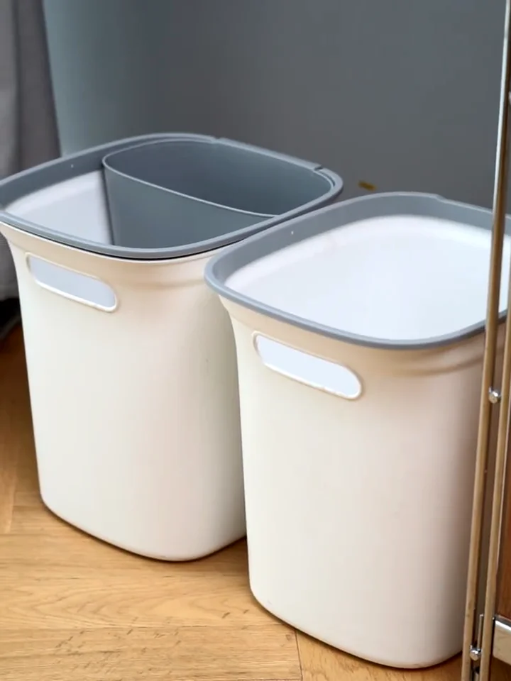 Simple Nordic White Plastic Trash Bin Dustbins Indoor Kitchen Trash Can
