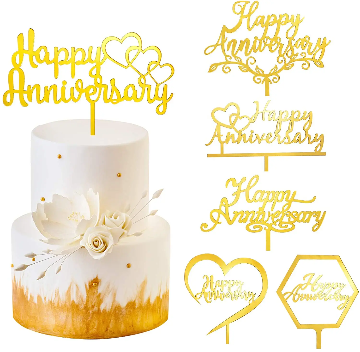 Happy Anniversary Cake Topper - Etsy