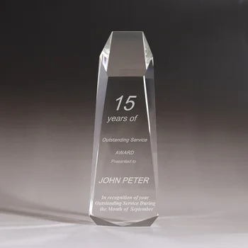 Best company 15 years anniversary trophy souvenir crystal trophy award plaque