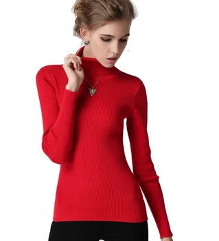 Women's Classically Designed Silk Turtleneck Pullover Sweater Breathable Ribbed Knitted Casual Style Winter XS Size Pattern