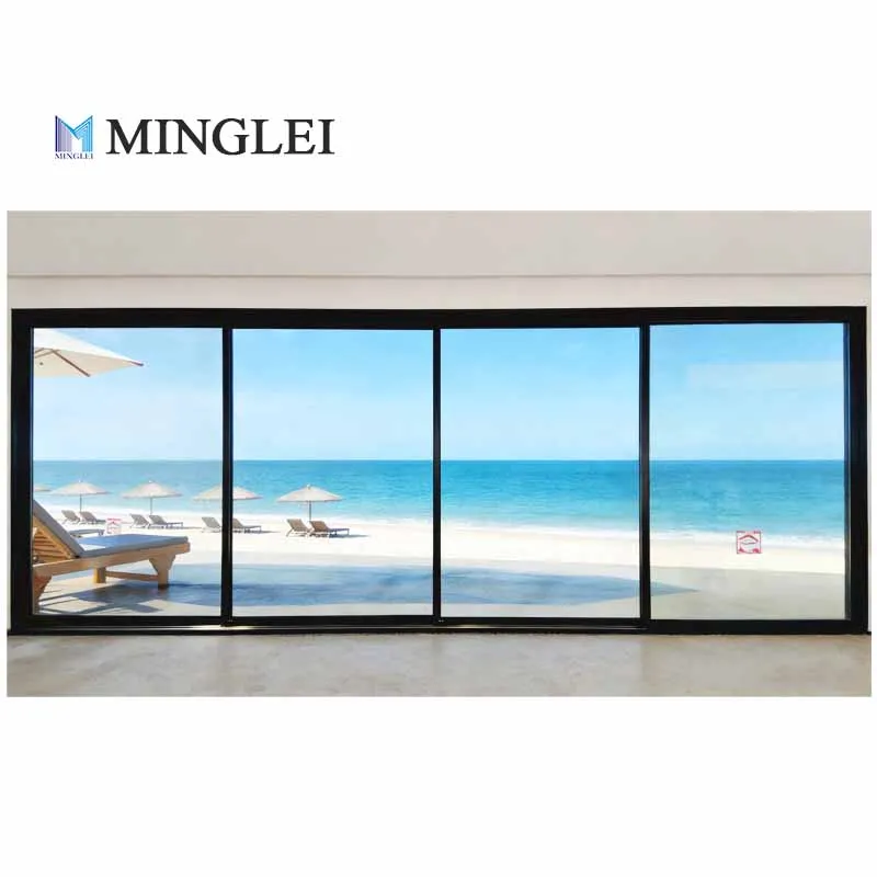 कस्टमाइज़्ड स्लिम फ्रेम श्रृंखला लिफ्टिंग और स्लाइडिंग दरवाज़ा, चार-ट्रैक डबल लो-ई ग्लास एल्युमीनियम स्लाइडिंग दरवाज़ा