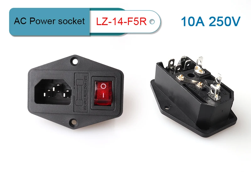 Lz14f5r Iec Male Electronic Switch Socket With Fuse And Power Switch