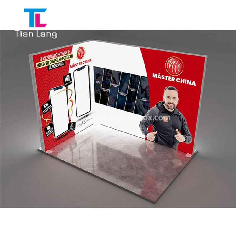 TianLang Agent Wanted Led Light Box Frame Trade Show Display Booth Light Box Booth With Storage Room And Tv