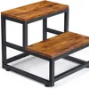 Brown board square tube two-step stool