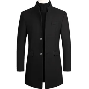 Men Clothing Woolen Fashion Jacket Hot Selling Men Wool & Blends Winter Coat Mid-Long Trench Classic Solid Thickening Coat