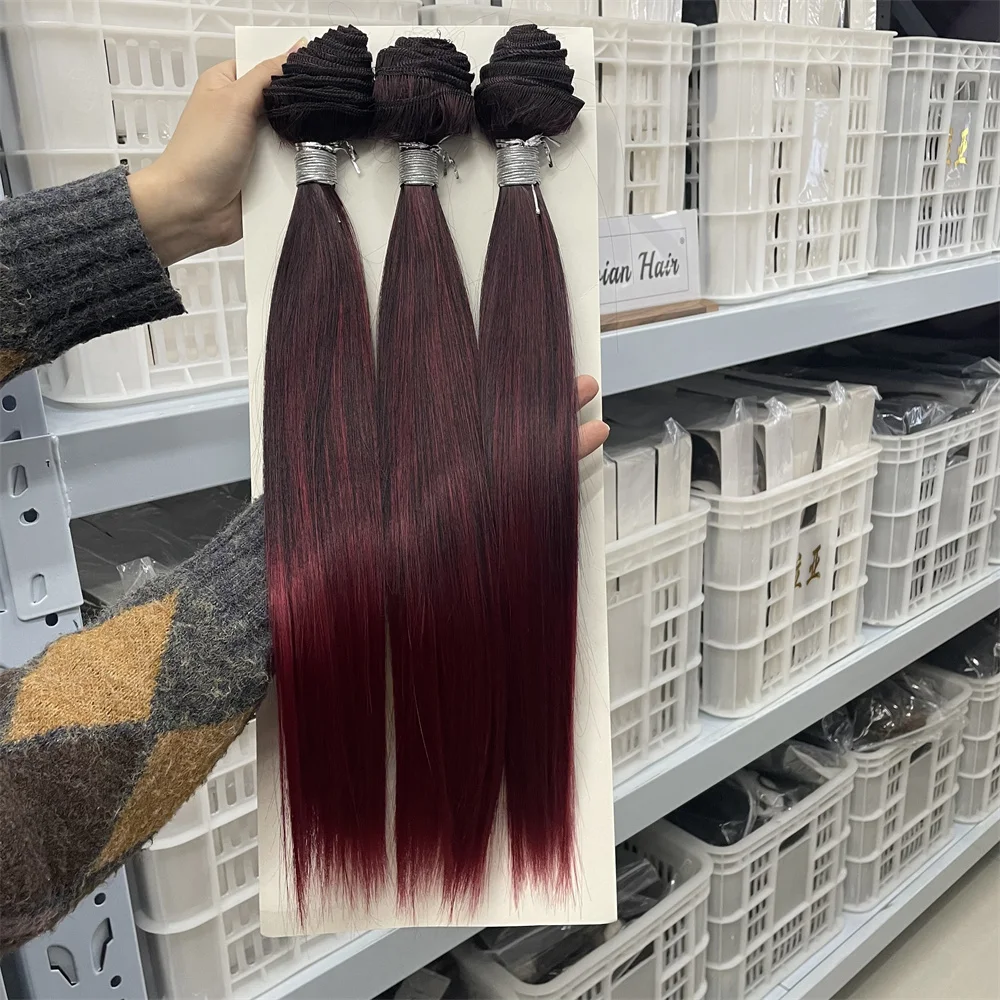 Good Quality Bone Straight Synthetic Bundle Micro Bead Weft Hair