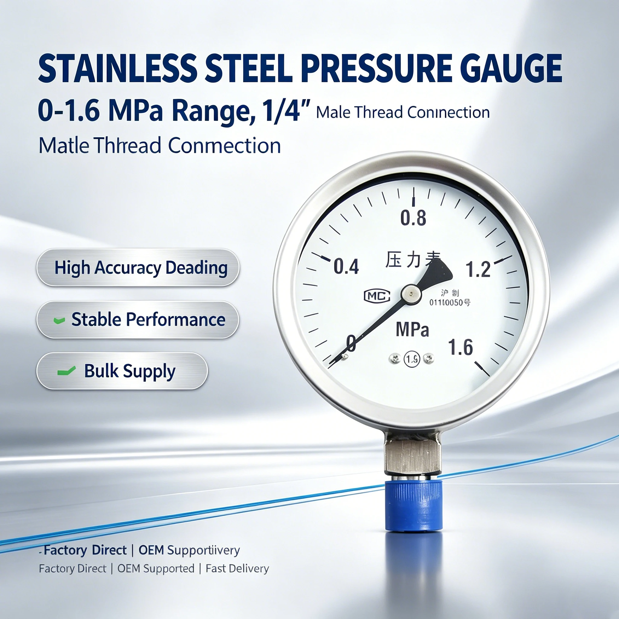 Stainless Steel Low Pressure Mpa PSI Bar Pressure Gauge Manometer