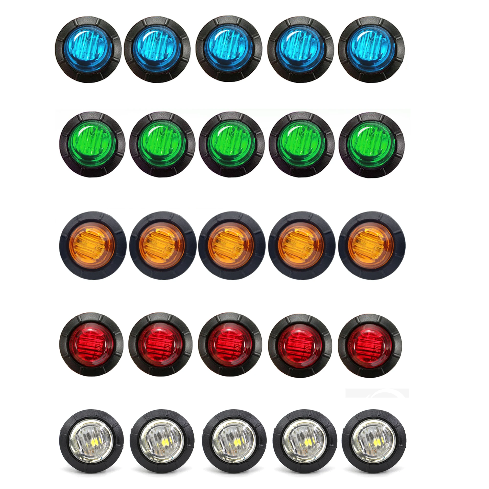Kingshowstar Multi Color 3/4'' Drive Light 12v Round Marker Lights