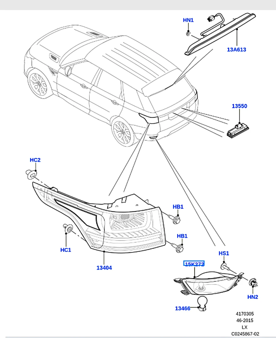 Rear Fog Lamp For Range Rover Sports 2014-2017 Fog Lamp Left Lr095708r ...