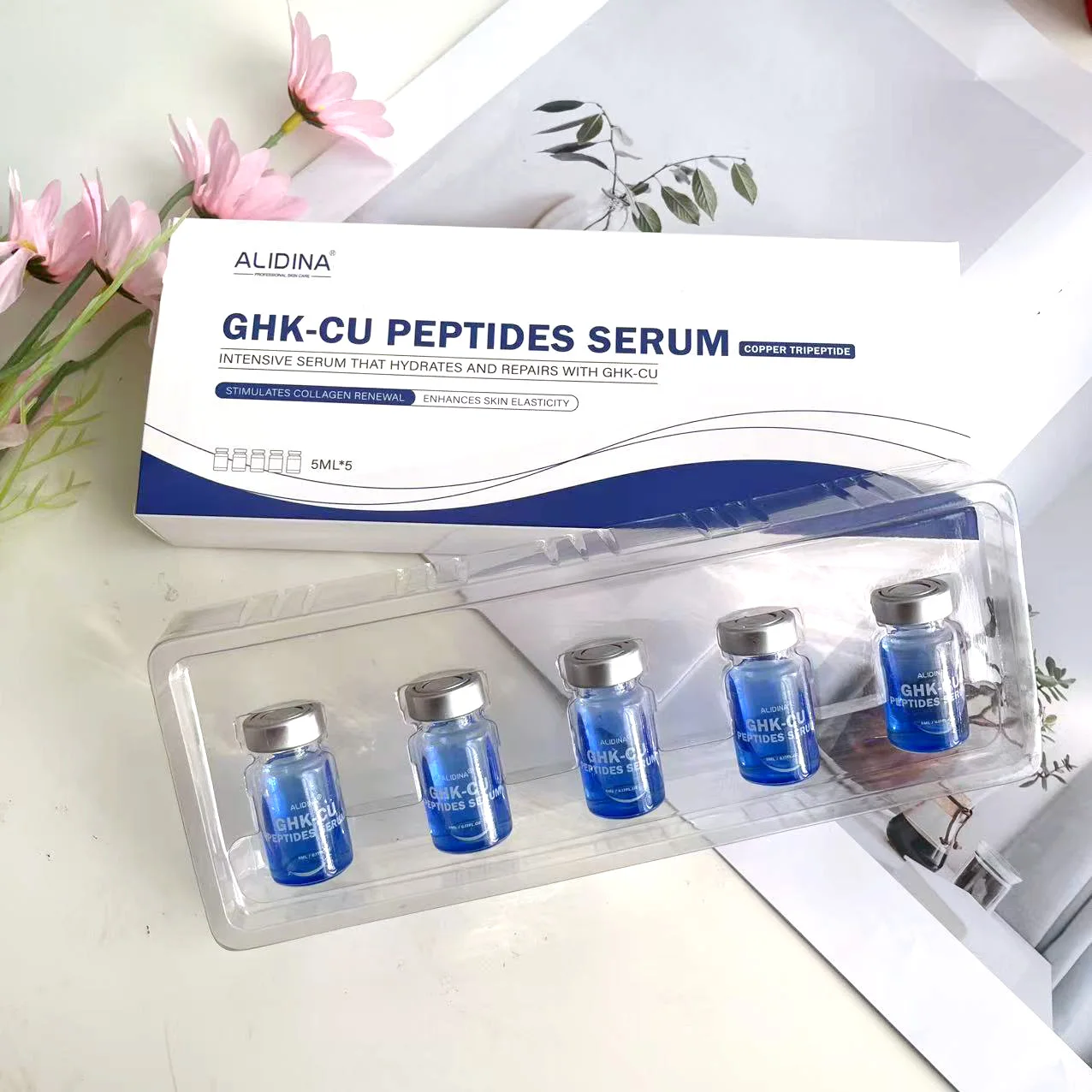 Skincare Ghk-Cu Brightening Serum Dna Moisturizing Blue Copper Peptide 5mlx5vials Private Label Korean Facial Ampoule Anti Aging
