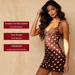 Suspender Skirt V-neck Ruffled A-swing Dot Lace Hot Girl Dress