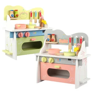 Global Top-seller Children's Wooden Small Stoves and Cookers Juguetes Cooking Parent-child Kitchen Toys for Kids Boys Girls CE