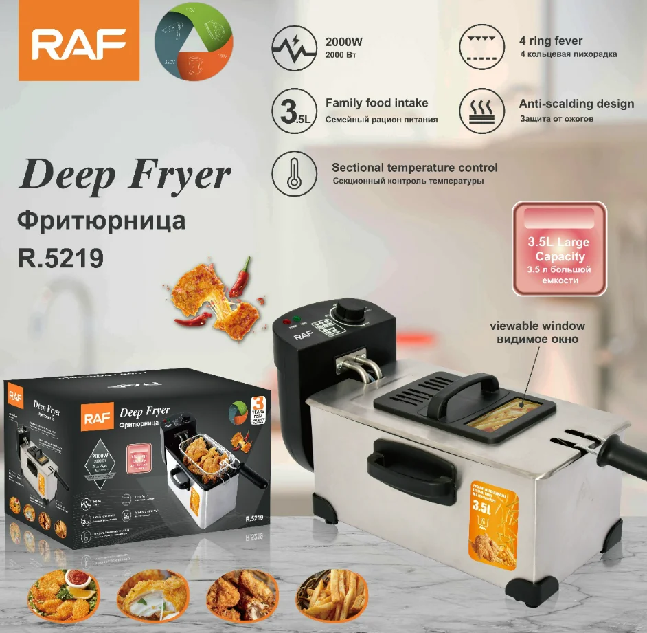 Mini Electric Fryer Multifunction Home Electric Deep Fryers Commercial Kitchen Chicken French Fries RAF Brand Deep Fryer