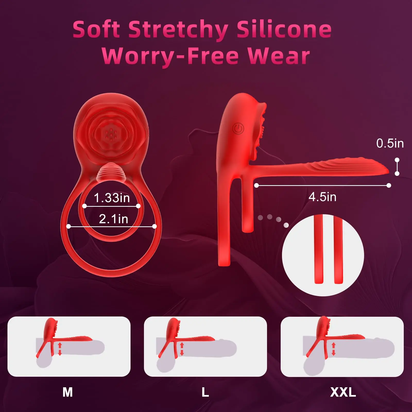 APP Control Dual Silent Motors Clit Stimulator G Spot Couples Vibrator Flexible Penis Sleeve Vibrating Rose Cock Ring for Men