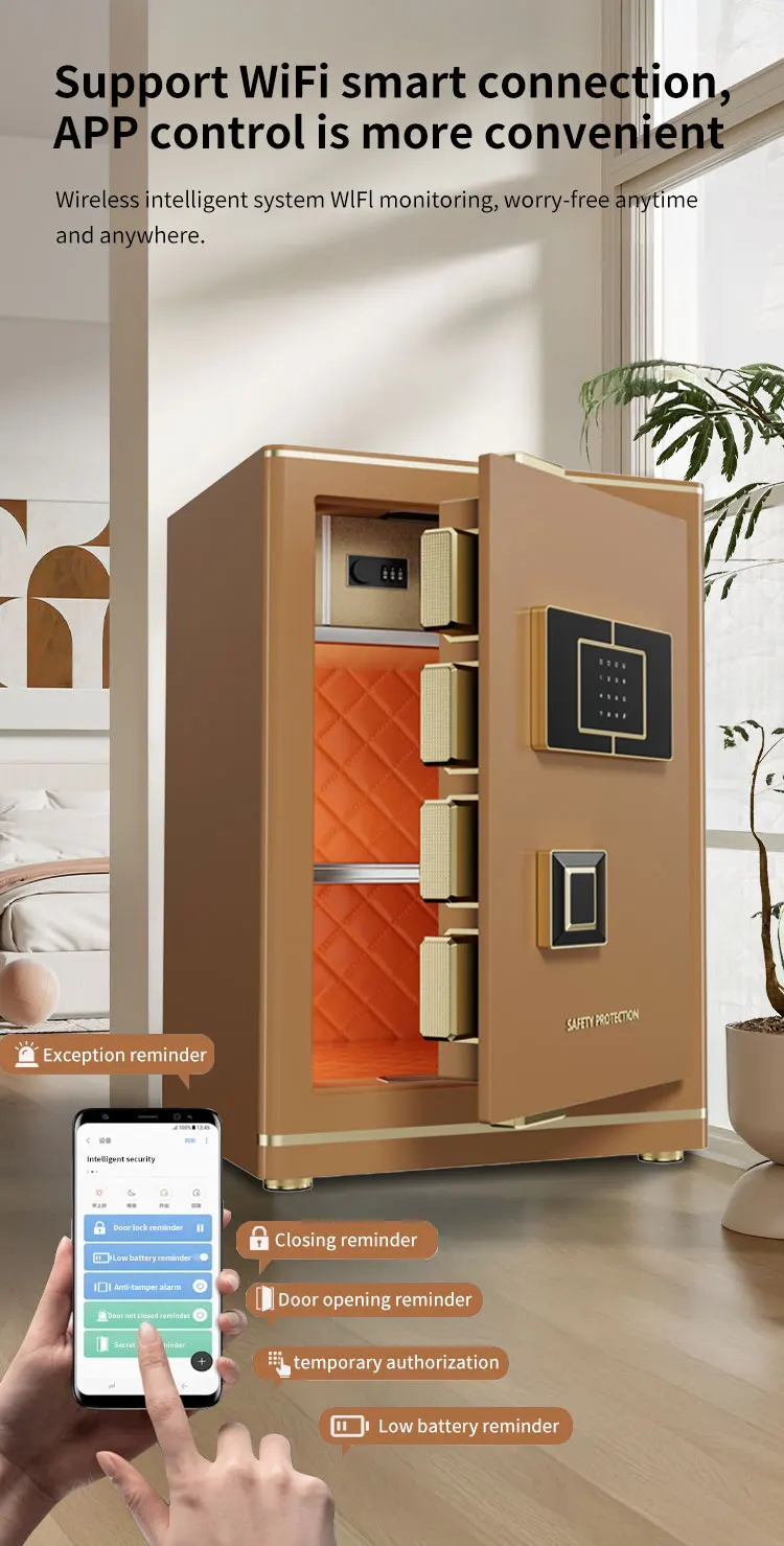 CEQSAFE Metal Smart Hidden Wifi Automatic Door Luxury Safe Box Fingerprint Digital Security Box factory