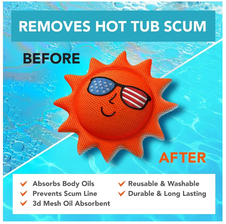 Reusable Hot Tub Scum Absorber - Floating Oil Absorbing Sponge and Skimmer for Spa and Pool Cleaning Oil Remover Scum Cleaner