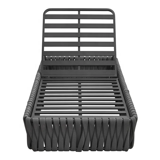 Leisure Hotel Garden Sun Loungers Outdoor Exterior Relaxation Aluminum Rope Chaise Lounge Chair Sunbed With Side Table for Spa