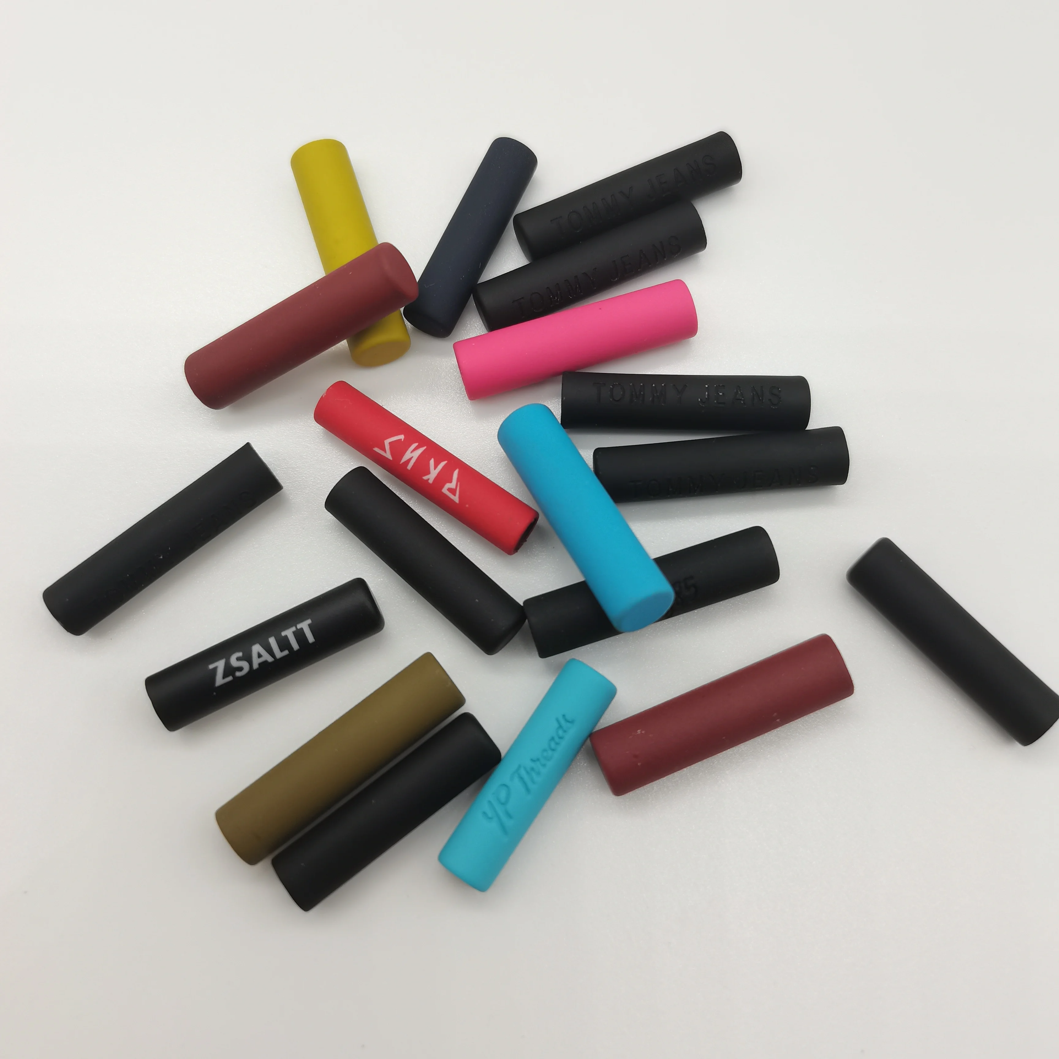 Custom Matte Metal Rubberized Swimsuit Aglets Printing logo for Hoodies