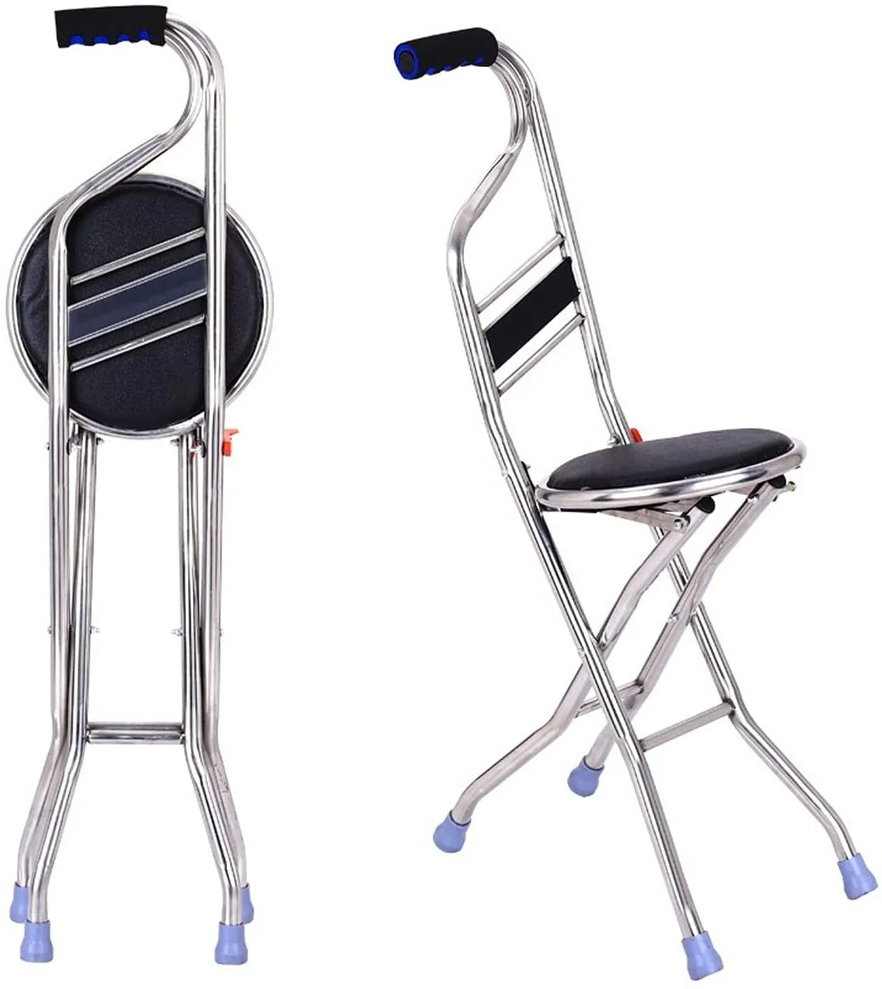 Folding Cane Chair Elderly Portable Walking Stick Crutch Mobility Aids Stainless Steel Cane Chair Seat Stool Alibaba