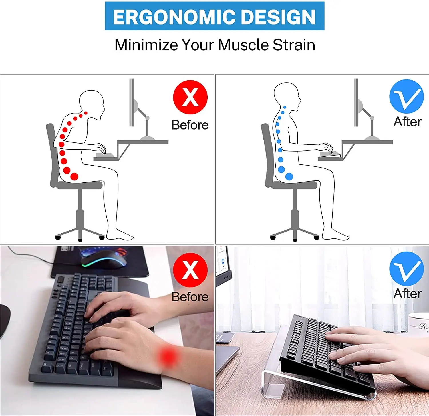 Computer Keyboard Stand  Riser Acrylic Clear Keyboard Stand for Desk Clear Keyboard Holder for Desk with Adjustable Height