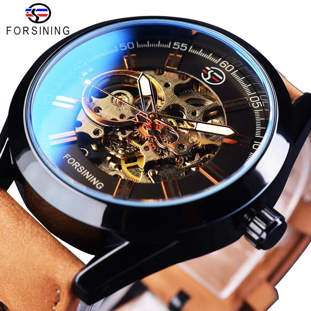 Buy FORSINING Men's Skeleton Moon Phase Watch Mechanical Self-Wind  Tourbillon Dual Time Zone Watches Automatic Luxury Leather Strap Large Dial  Wristwatch, white, Classic at Amazon.in