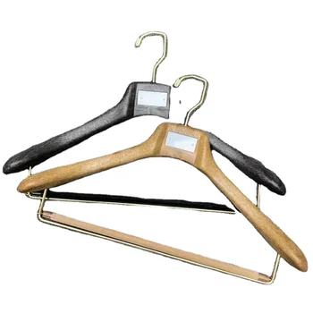 3customized Wooden hangers, preium quality free custom logo luxury cloth wood clip hangers contoured wooden hangers
