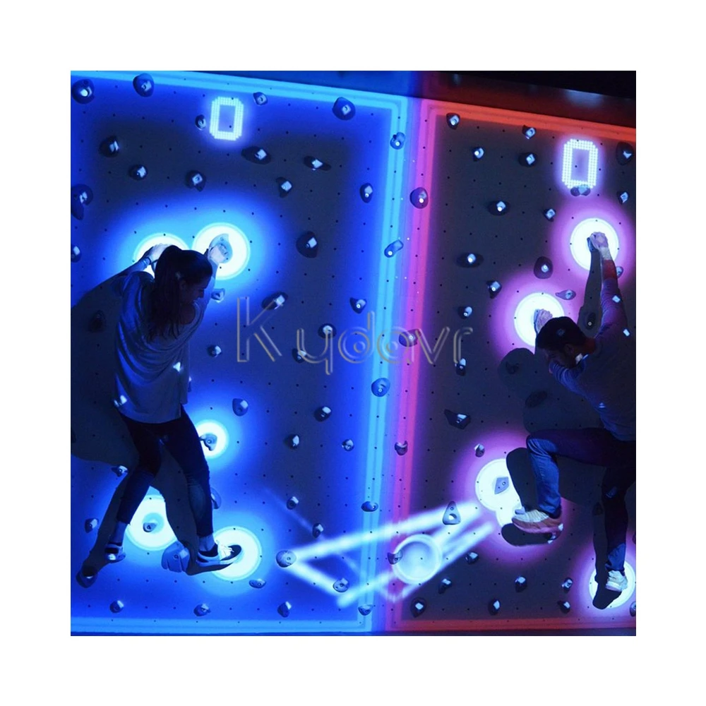 Kydavr Interactive Push Led Light Button Climb Wall Physically Challenge Gaming Room Activate Kids Rope Climbing Games