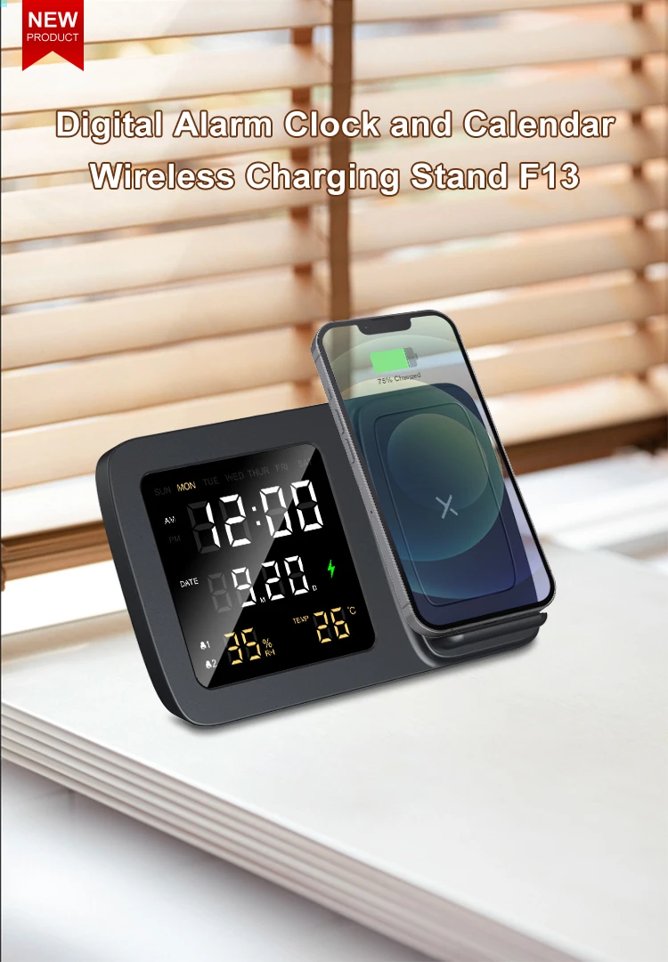 Digital Calendar Alarm Clock Fast Charging 15W Stand Holder With digital-calendar-alarm-clock-fast-charging-15w-stand-holder-with