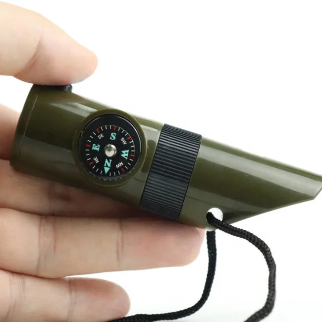 Portable Thermometer Whistle Magnifier with Keychain Gaoominy 4 in 1 Emergency Survival Tool 