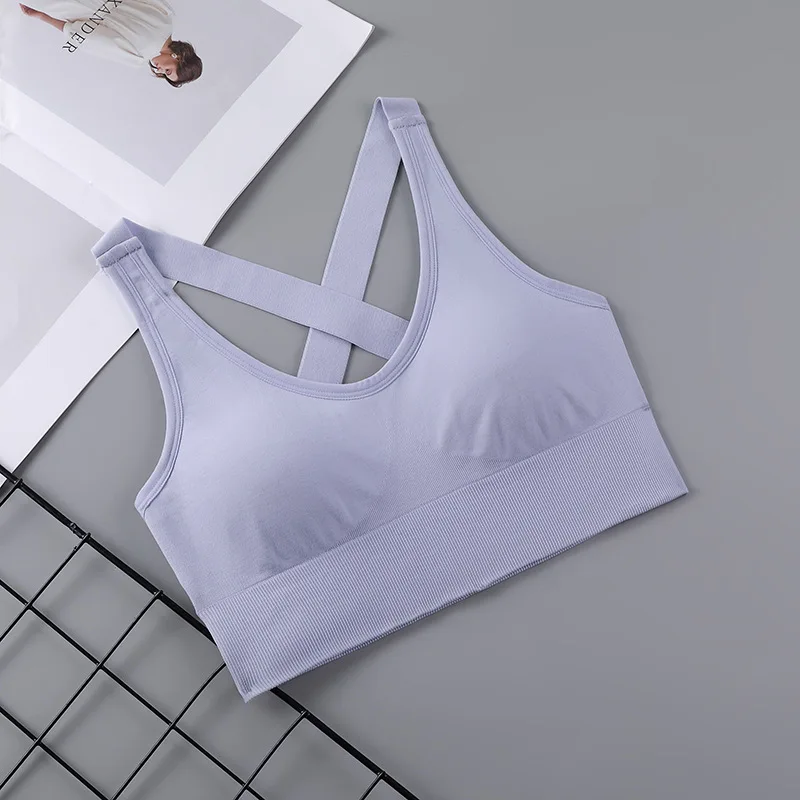 Cross Beautiful Back Push-up Shockproof Breathable High Support Sports Bra No Steel Ring detail