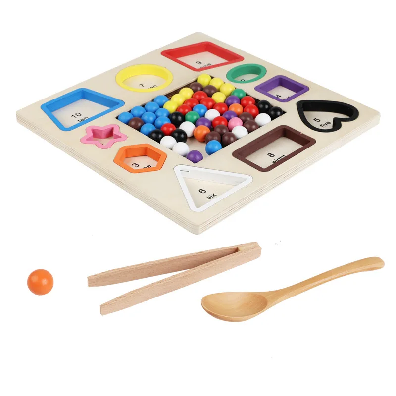 CPC CE Montessori Cognitive Number Shape Color Classification Clip Beads Game Toys Fine Motor Training Learning Educational Toys