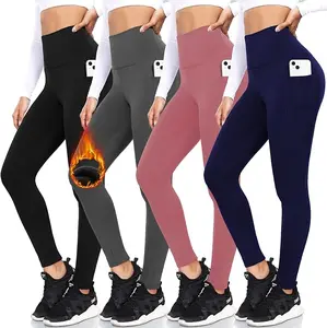 2026 Wholesale Bulk Custom Logo Women's Workout Fleece Leggings High Waist Butt Lift Winter Thickened Pants for Casual Wearing